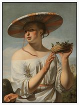 Meisje met een brede hoed, Caesar Boëtius van Everdingen - Foto op Akoestisch paneel - 120 x 160 cm