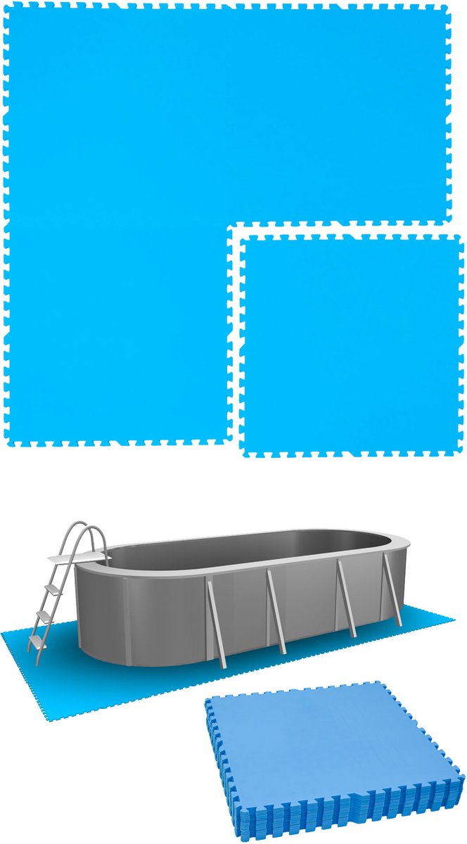 7.6 m² poolmat - 12 EVA schuim matten 81x81 outdoor poolpad - ondermatten set