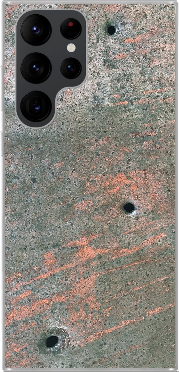 Telefoonhoesje Geschikt voor Samsung Galaxy S22 Ultra hoesje - Messing - Roest print - Verweerd - Siliconen Telefoonhoesje Telefoonhoesje