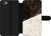 Bookcase Geschikt voor iPhone SE 2020 telefoonhoesje - Marmer print - Structuur - Abstract - Met vakjes - Wallet case met magneetsluiting