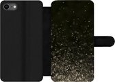 Bookcase Geschikt voor iPhone SE 2020 telefoonhoesje - Glitter - Abstract - Zwart - Met vakjes - Wallet case met magneetsluiting