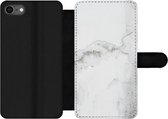 Bookcase Geschikt voor iPhone 7 telefoonhoesje - Beton print - Grijs - Wit - Met vakjes - Wallet case met magneetsluiting