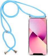 H.K. backcover/achterkant/hoesje met koord lichtblauw geschikt voor Apple iPhone XR + Glasfolie