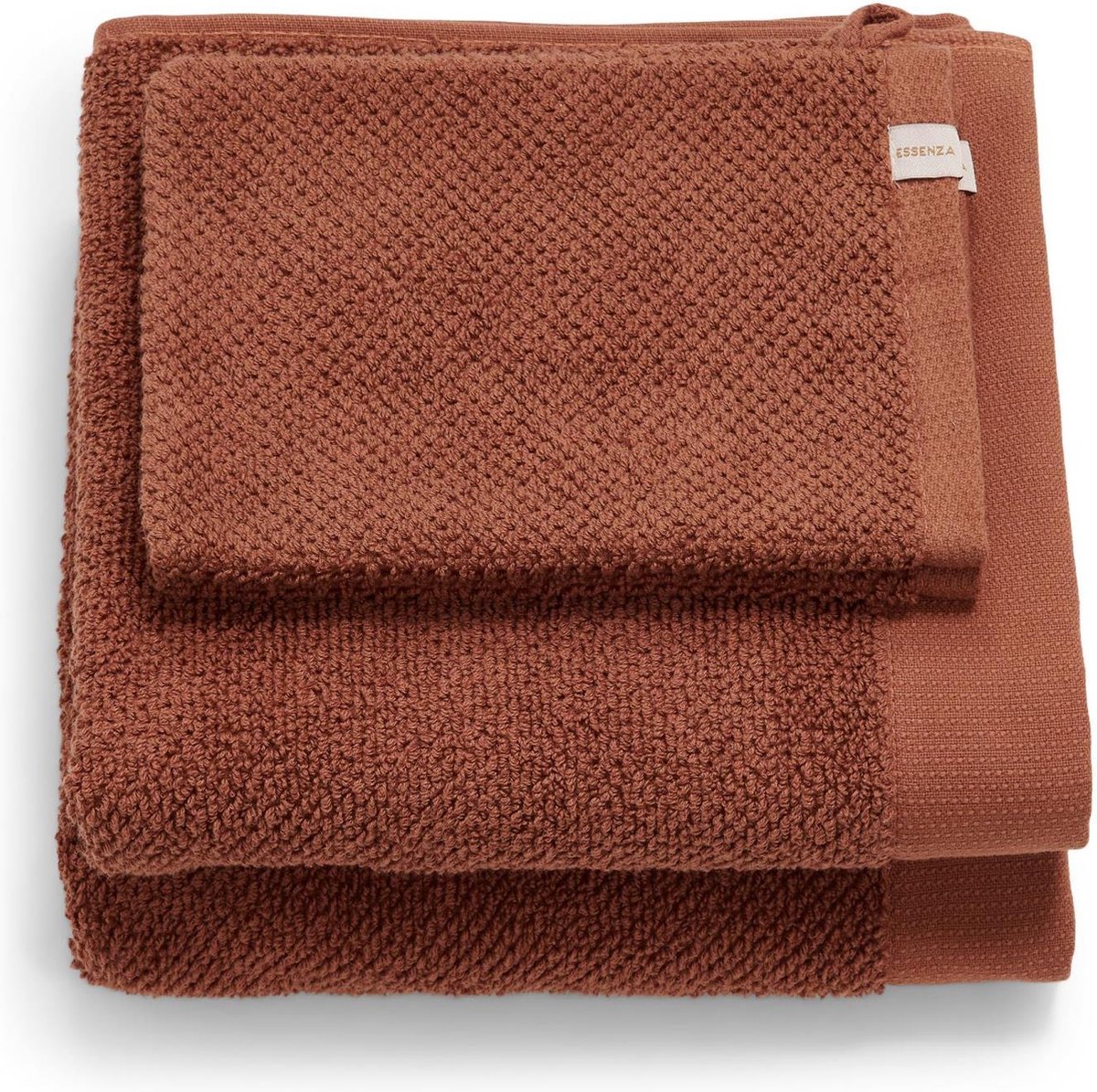 Essenza Connect Organic Uni Handdoekenset Warm brown 2x 16x22 + 2x 50x100 cm