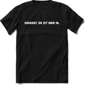 Er zit bier in T-Shirt Heren / Dames - Perfect drank shirt cadeau - bierpakket spreuken teksten en grappige zinnen Maat XL