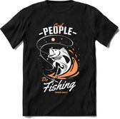 Cool people do fishing | vissen outdoor T-Shirt Heren / dames | hengelsport cadeau Shirt - grappige Spreuken, Zinnen en Teksten Maat XL