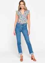 LOLALIZA Top met bloemenprint - Paars - Maat 44