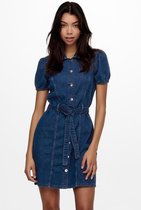 Only Jurk Onlvibbe Life Ss Belt Dnm Dress 15228105 Dark Blue Denim Dames Maat - M