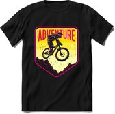 Adventure | TSK Studio Mountainbike kleding Sport T-Shirt | Geel - Roze | Heren / Dames | Perfect MTB Verjaardag Cadeau Shirt Maat L