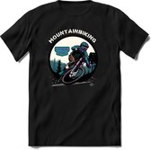 Mountainbiking | TSK Studio Mountainbike kleding Sport T-Shirt | Blauw - Paars | Heren / Dames | Perfect MTB Verjaardag Cadeau Shirt Maat M