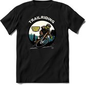 Trailriding | TSK Studio Mountainbike kleding Sport T-Shirt | Grijs | Heren / Dames | Perfect MTB Verjaardag Cadeau Shirt Maat XL