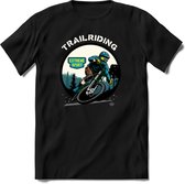 Trailriding | TSK Studio Mountainbike kleding Sport T-Shirt | Blauw | Heren / Dames | Perfect MTB Verjaardag Cadeau Shirt Maat 3XL