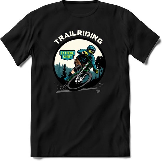 Trailriding | TSK Studio Mountainbike kleding Sport T-Shirt | Blauw | Heren / Dames | Perfect MTB Verjaardag Cadeau Shirt Maat 3XL