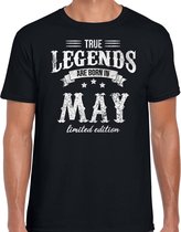 Legends are born in May t-shirt voor heren - zwart - verjaardag in Mei - cadeau shirt 30, 40, 50, 60 jaar XL