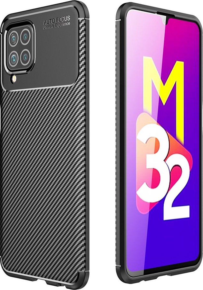 Mobigear Hoesje geschikt voor Samsung Galaxy M32 4G Telefoonhoesje Flexibel TPU | Mobigear Racing Backcover | Galaxy M32 4G Case | Back Cover - Zwart