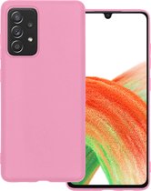 Hoes Geschikt voor Samsung A33 Hoesje Siliconen Back Cover Case - Hoesje Geschikt voor Samsung Galaxy A33 Hoes Cover Hoesje - Lichtroze