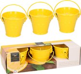 Decoris Citronella kaarsen - in zink potje - set 9x - geel - 5 branduren