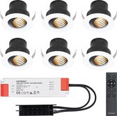 Set van 6 12V 3W - Mini LED Inbouwspot - Wit - Dimbaar - Kantelbaar & verzonken - Verandaverlichting - IP44 voor buiten - 2700K - Warm wit