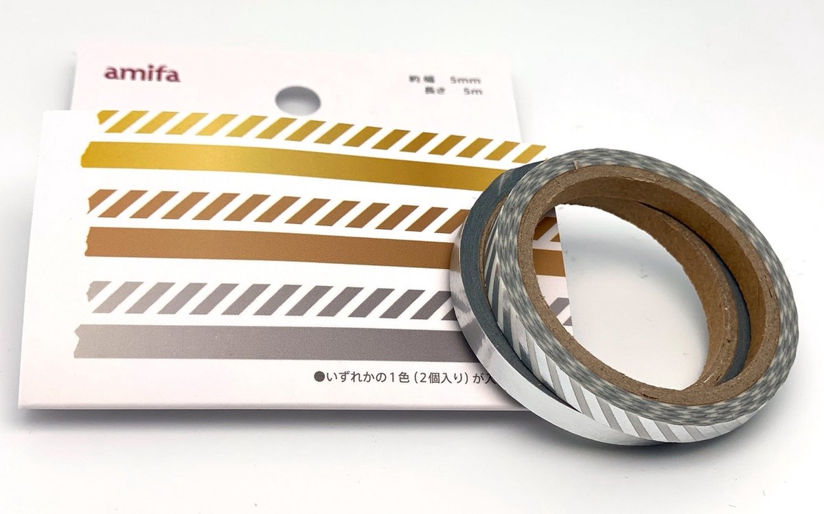 2 rollen Washi tape 5mm - Folie Zilver