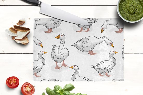 Planche à découper en Verres - 28x20 - Motif - Vogel - Oie - Planches à découper en Glas