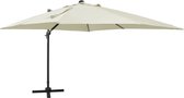 Zweefparasol met paal en LED-verlichting 300 cm zandkleurig