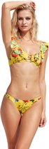 No Gossip Lange driehoekige bikiniset met Franje Geel bloemenpatroon op de borst MULTICOLOR 40