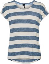 Vero Moda T-shirt Vmwide Stripe S/l Top Ga Noos 10190017 China Blue/snow White Dames Maat - M