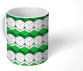 Mok - Koffiemok - Blokken - Patronen - 3D - Groen - Mokken - 350 ML - Beker - Koffiemokken - Theemok