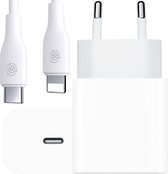 iPhone Charger - USB-C Power Adapter - 20W USB-C Snellader met USB-C Kabel voor iPhone - USB C Lader Oplader Oplaadstekker Blokje Oplaadblokje