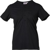 Dames shirt plooien zwart met parel knoppen | Maat 4XL