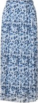 Dames plisse rok elastische tailleband - panterprint - lang   - lichtblauw | Maat L-XL