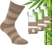 3 Paar Boru Bamboo Sokken - Bamboe - Stripe - Beige - Maat 46-47