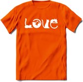 Cat Love - Katten T-Shirt Kleding Cadeau | Dames - Heren - Unisex | Kat / Dieren shirt | Grappig Verjaardag kado | Tshirt Met Print | - Oranje - XXL