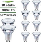 10 stuks Philips Master LEDspot GU10 4.9W 60 graden 2700K Warm Wit Dimbaar