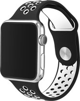 Mobigear Active Siliconen Bandje Geschikt voor Apple Watch SE (44mm) - Zwart / Wit