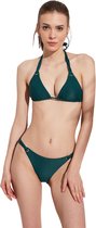 No Gossip Driehoekig bikiniset van ribstof met strikceintuur en borstkussen DARK-GREEN 38