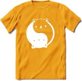 Ying Yang Kat - Katten T-Shirt Kleding Cadeau | Dames - Heren - Unisex | Dieren shirt | Grappig Verjaardag kado | Tshirt Met Print | - Geel - XXL