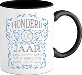 100 Jaar Legendarische Gebrouwen Mok met tekst | Donker Blauw - Zilver | Grappig Verjaardag Beker Cadeau | Bedrukte Mokken | Zwart | 330 ML