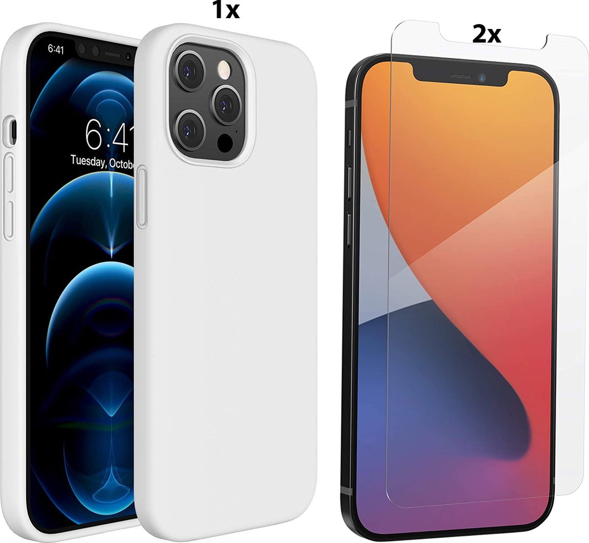 iPhone 12 Pro Max Soft Nano siliconen Gel Wit Hoesje Met Glazen
