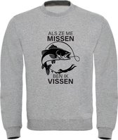 Als ze me missen ben ik vissen | dier | dierendag | Unisex | Trui | Sweater | Hoodie | Capuchon | Grijs