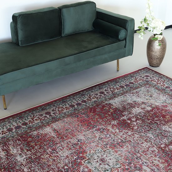 Vloerkleed vintage 200x300cm donkerrood perzisch oosters tapijt