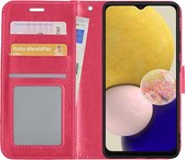 Hoes Geschikt voor Samsung A13 4G Hoesje Book Case Hoes Flip Cover Wallet Bookcase - Donkerroze