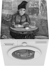 Wasmachine beschermer mat - Agostina Segatori zittend in het café du Tambourin - Vincent van Gogh - Zwart - Wit - Breedte 60 cm x hoogte 60 cm