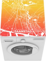 Wasmachine beschermer mat - Stadskaart - Zaanstad - Oranje - Geel - Breedte 60 cm x hoogte 60 cm - Plattegrond