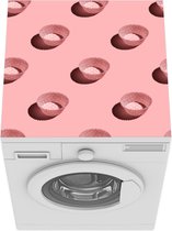 Wasmachine beschermer mat - Cupcake vormpjes op roze achtergrond - Breedte 60 cm x hoogte 60 cm