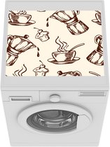 Wasmachine beschermer mat - Koffie - Cupcakes - Patroon - Breedte 55 cm x hoogte 45 cm