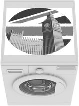 Wasmachine beschermer mat - Het parlementsgebouw en de Big Ben in Engeland - zwart wit - Breedte 55 cm x hoogte 45 cm