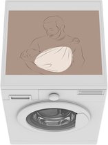 Wasmachine beschermer mat - Man - Line art - Baby - Breedte 55 cm x hoogte 45 cm