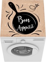 Wasmachine beschermer mat - een koekenpan met Bon Appetit - Breedte 60 cm x hoogte 60 cm