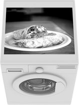 Wasmachine beschermer mat - Heerlijke verse Burrito's worden geserveerd - zwart wit - Breedte 55 cm x hoogte 45 cm